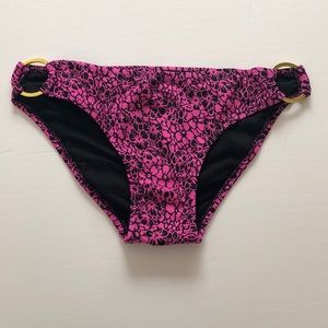 Anemone Pink and Black Floral Bikini Bottom